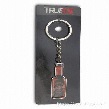 Zinc-alloy Keychain with Spin Center, Available in Enamel Color